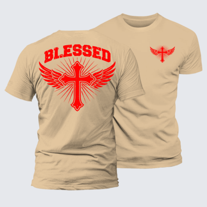 Blessed Cross Jesus God Christian Premium Mercerized Cotton Tee