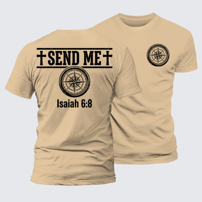 Isaiah 6:8 - SEND ME Jesus God Christian Premium Mercerized Cotton Tee
