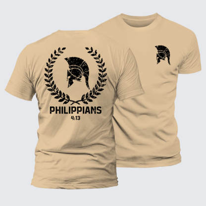 Philippians 4:13 Jesus God Christian Premium Mercerized Cotton Tee