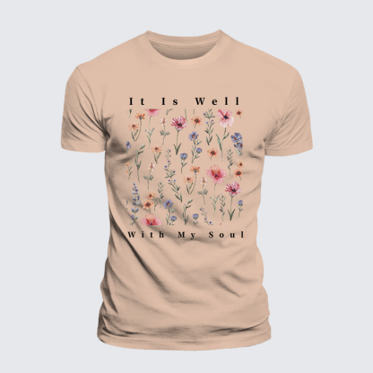 It Is Well With My Soul Jesus God Christian Premium Mercerized Cotton Tee