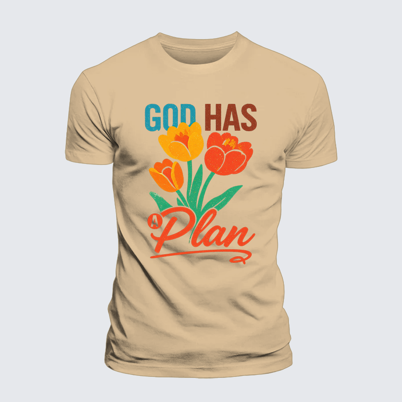 God Has A Plan Jesus God Christian Premium Mercerized Cotton Tee