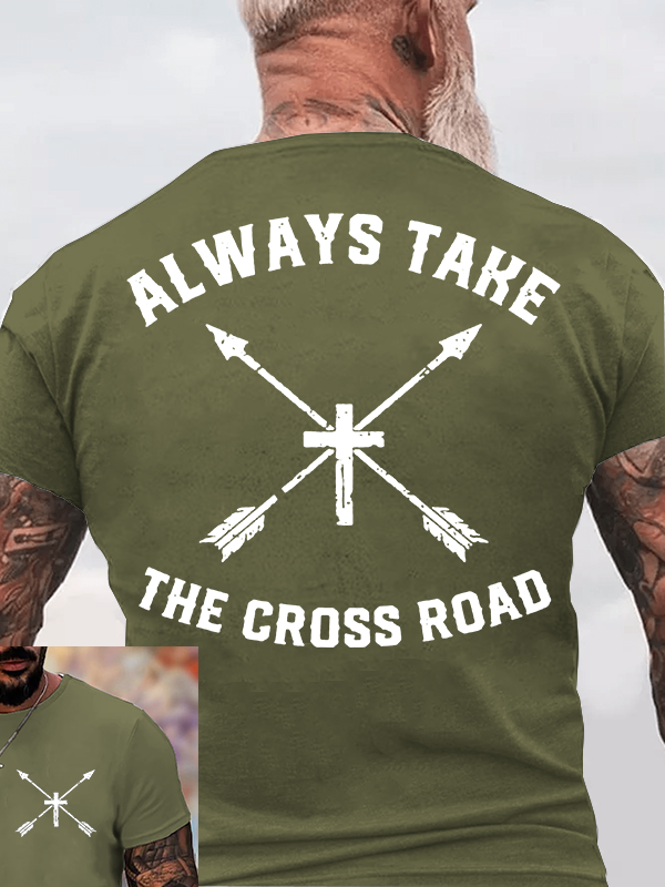 Take The Cross Road Jesus God Christian Cotton T-Shirt
