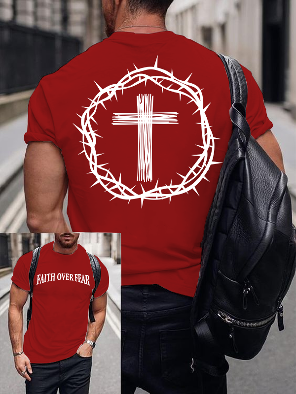 Faith Over Fear Jesus God Christian Cotton T-Shirt