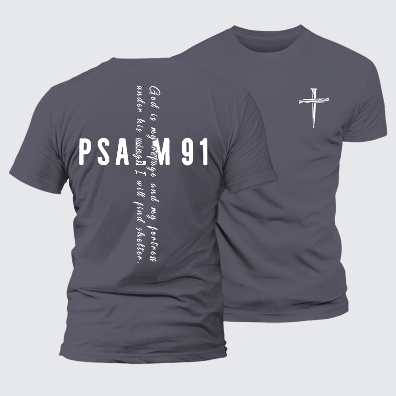 Psalm 91 Jesus God Christian Premium Mercerized Cotton Tee