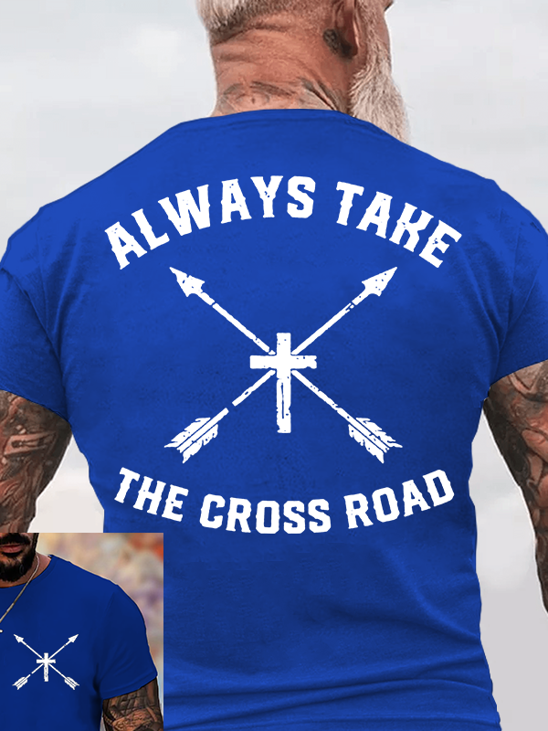 Take The Cross Road Jesus God Christian Cotton T-Shirt