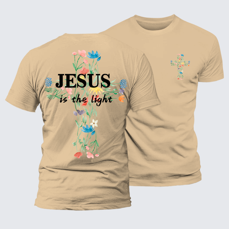 Jesus Is The Light Faith In Bloom Jesus God Christian Premium Mercerized Cotton Tee