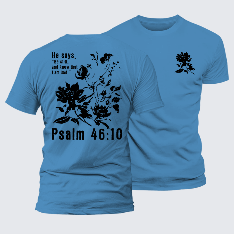 Psalm 46:10 Jesus God Christian Premium Mercerized Cotton Tee