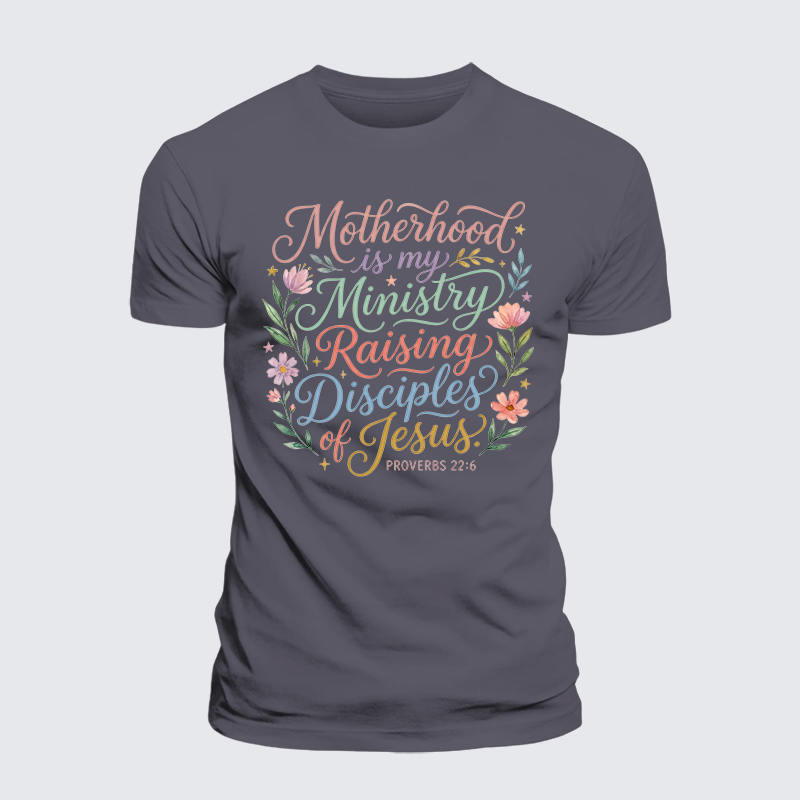 Motherhood Is My Ministry Jesus God Christian Premium Mercerized Cotton Tee