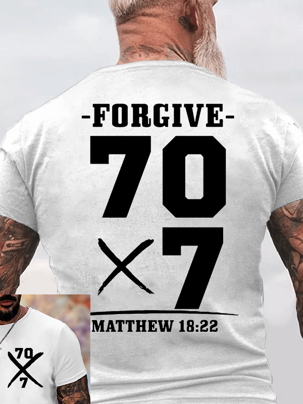 Forgive 70 times 7  Jesus God Christian Cotton T-Shirt