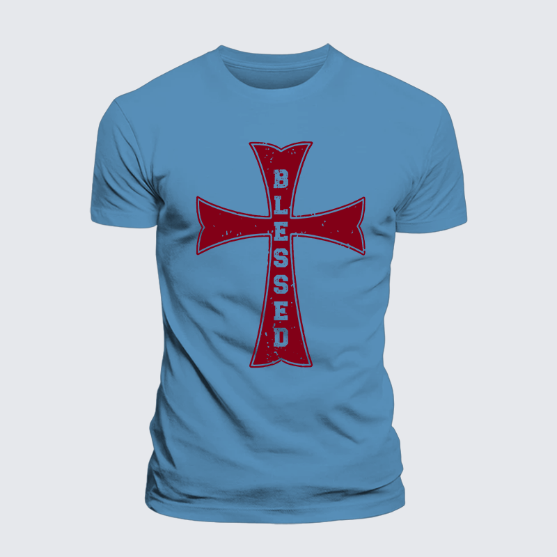 Blessed Cross Jesus God Christian Premium Mercerized Cotton Tee