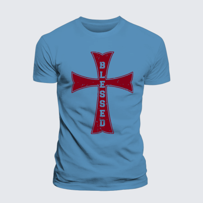 Blessed Cross Jesus God Christian Premium Mercerized Cotton Tee