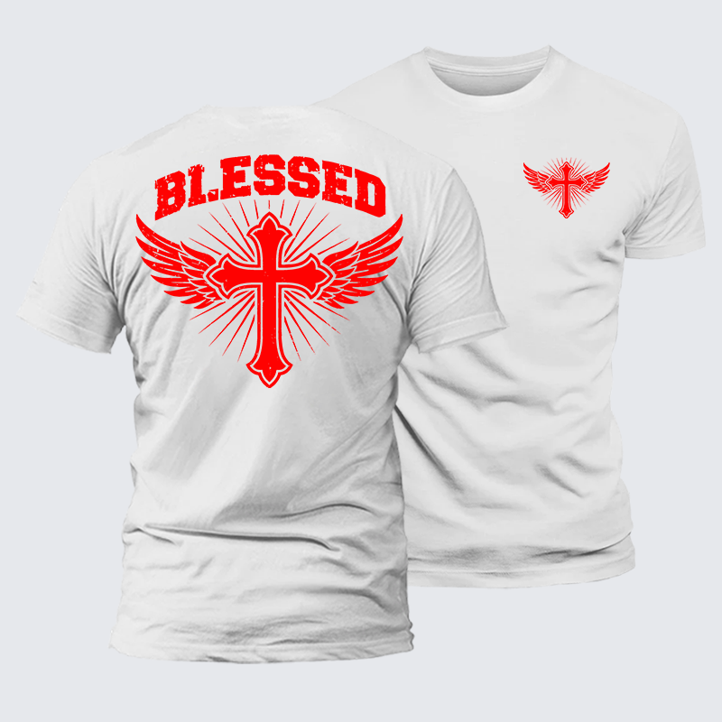 Blessed Cross Jesus God Christian Premium Mercerized Cotton Tee