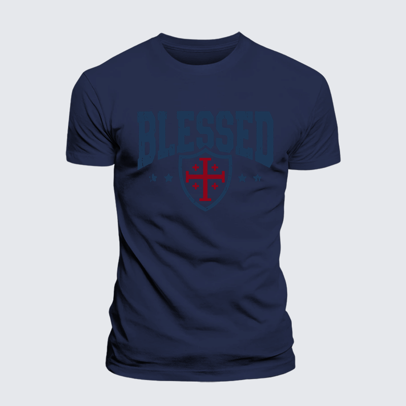 Blessed Cross Jesus God Christian Premium Mercerized Cotton Tee