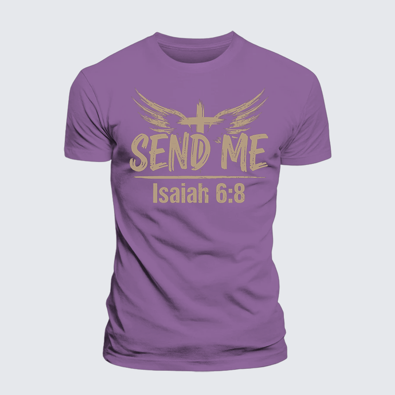Isaiah 6:8 - SEND ME Jesus God Christian Premium Mercerized Cotton Tee