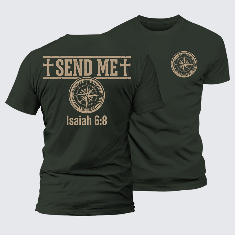 Isaiah 6:8 - SEND ME Jesus God Christian Premium Mercerized Cotton Tee