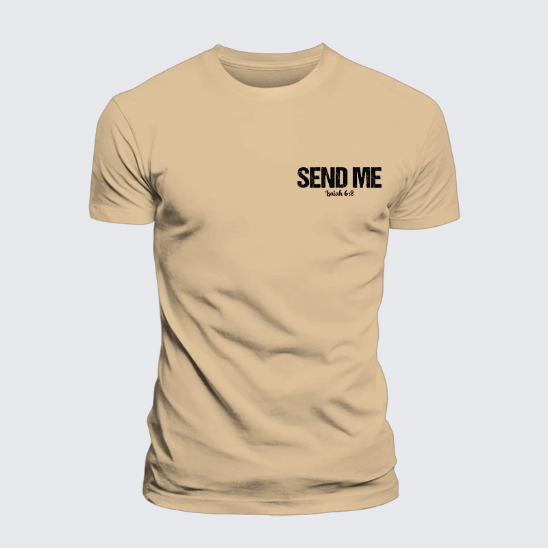 Isaiah 6:8 - SEND ME Jesus God Christian Premium Mercerized Cotton Tee