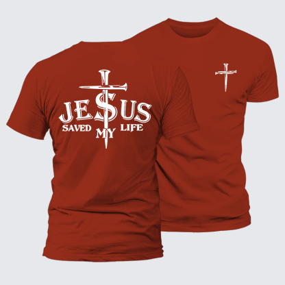 Jesus Saved My Life Jesus God Christian Premium Mercerized Cotton Tee