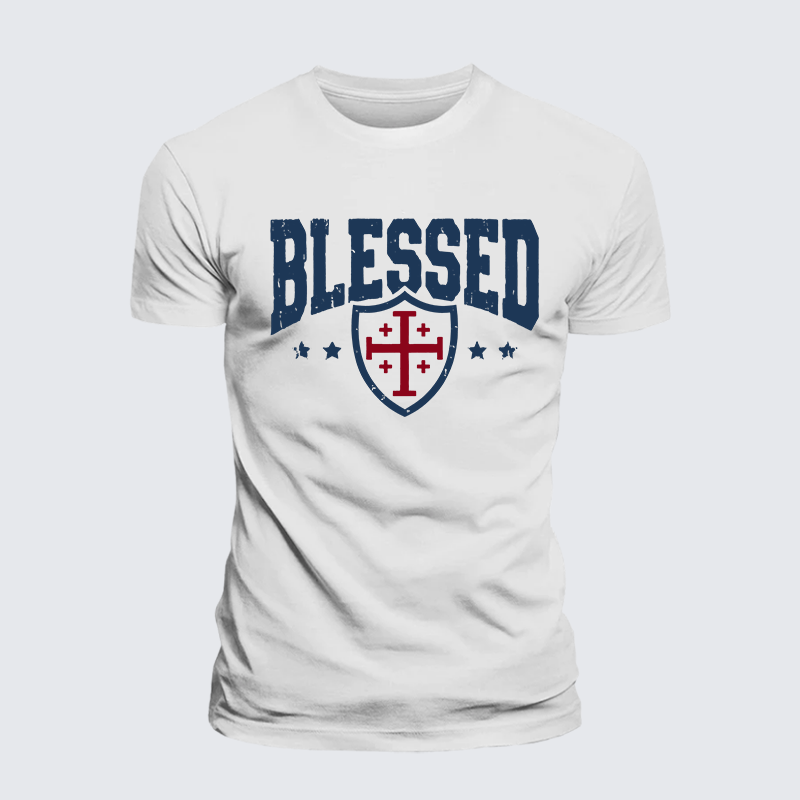 Blessed Cross Jesus God Christian Premium Mercerized Cotton Tee