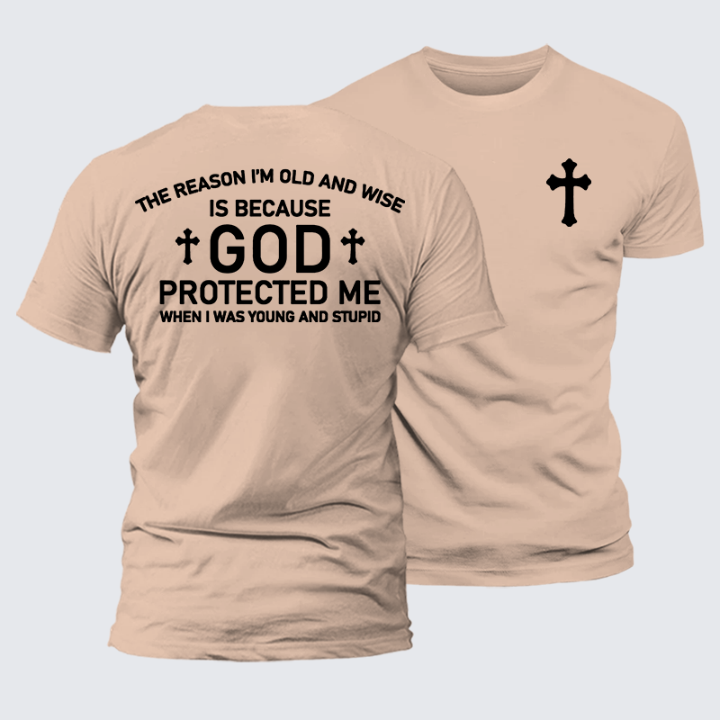 God Protected Me Jesus God Christian Premium Mercerized Cotton Tee