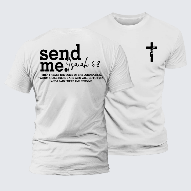 Send Me Isaiah 6:8 Jesus God Christian Premium Mercerized Cotton Tee