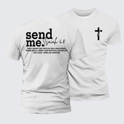 Send Me Isaiah 6:8 Jesus God Christian Premium Mercerized Cotton Tee