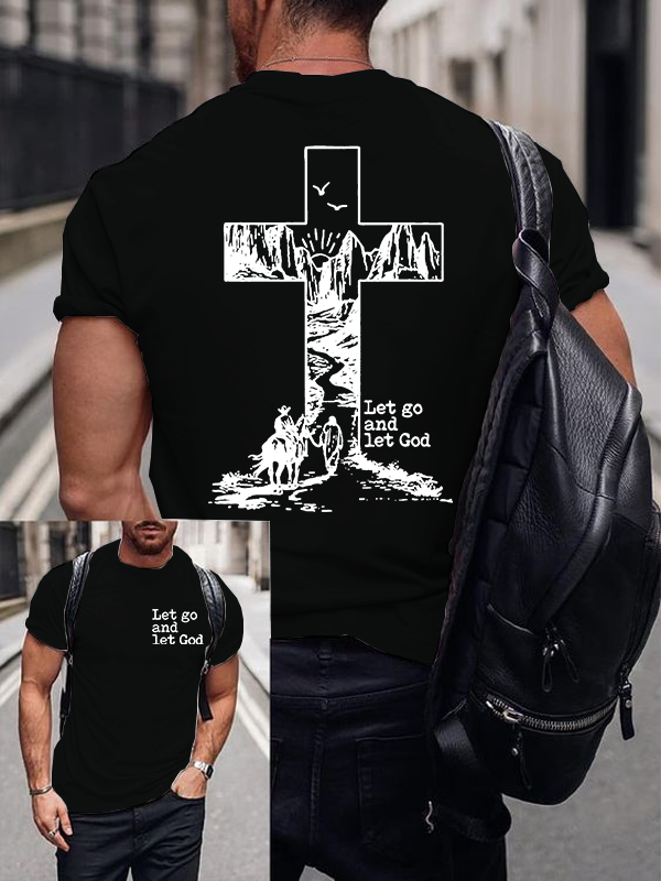 Let Go and Let God Jesus God Christian Cotton T-Shirt