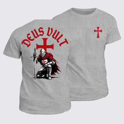 Templar Knight Crusader Deus Vult Jesus God Christian Cotton T-Shirt