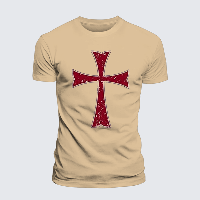 Knights Templar Crusader Cross Jesus God Christian Premium Mercerized Cotton Tee