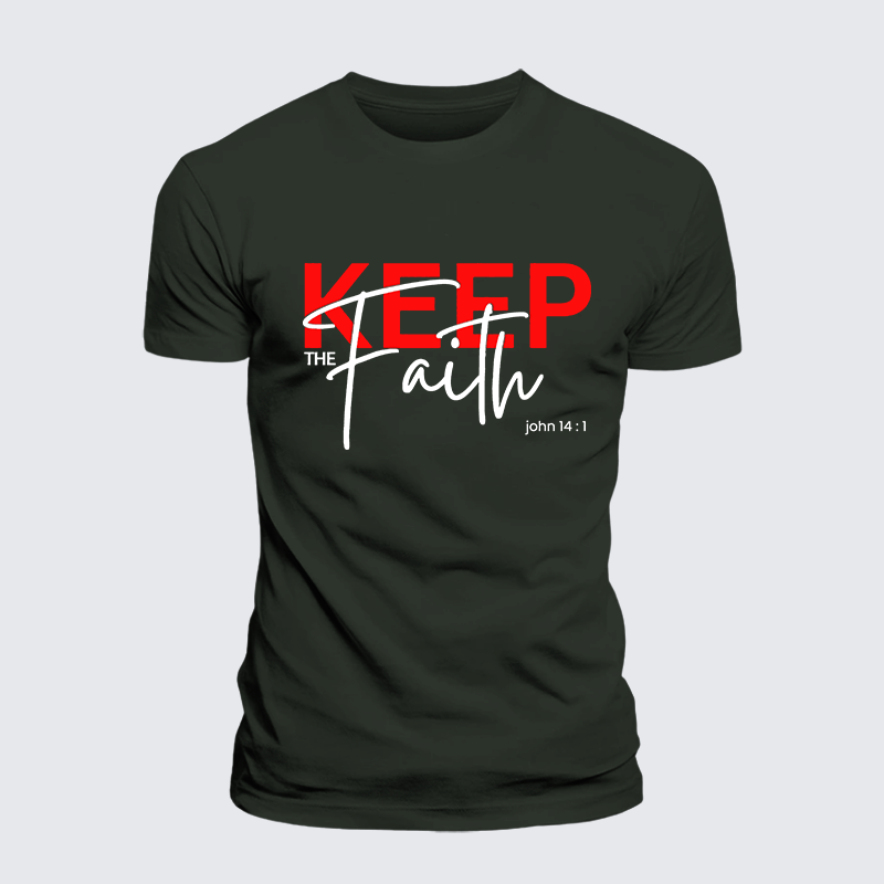 Keep The Faith Jesus God Christian Premium Mercerized Cotton Tee