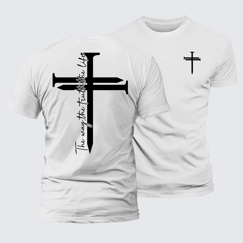 Jesus The Way The Truth The Life Cross Jesus God Christian Premium Mercerized Cotton Tee