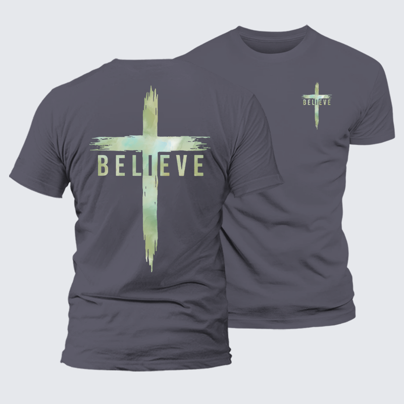 Believe Jesus God Christian Premium Mercerized Cotton Tee