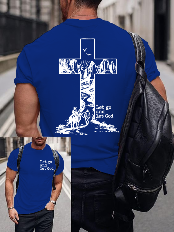 Let Go and Let God Jesus God Christian Cotton T-Shirt