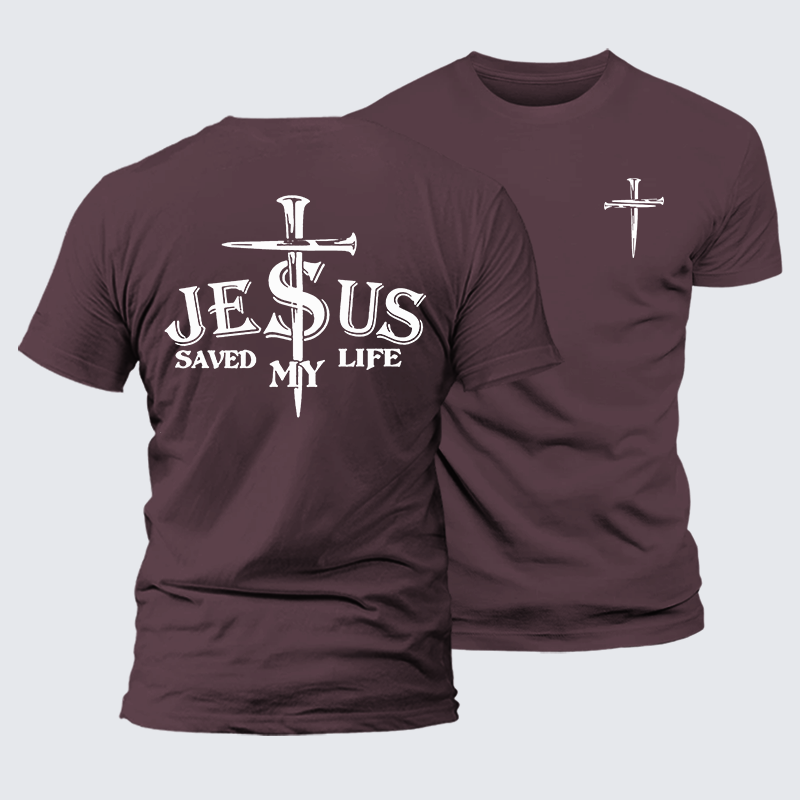 Jesus Saved My Life Jesus God Christian Premium Mercerized Cotton Tee