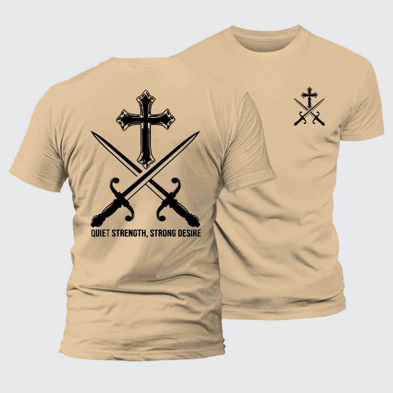 Quiet Strength, Strong Desire Jesus God Christian Premium Mercerized Cotton Tee