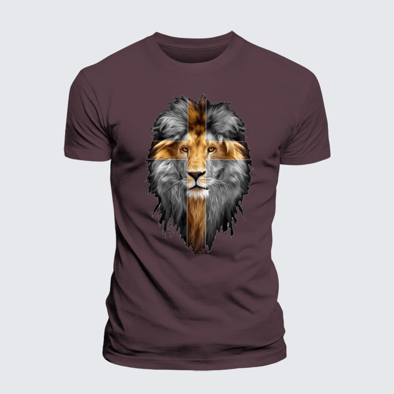 Jesus Lion of Judah Jesus God Christian Premium Mercerized Cotton Tee