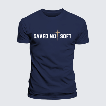 Saved Not Soft Jesus God Christian Premium Mercerized Cotton Tee