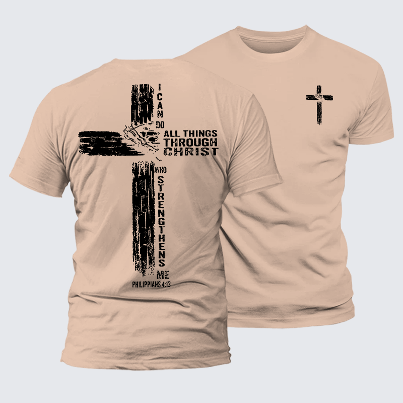 I Can Do All Things THrough Christ Jesus God Christian Premium Mercerized Cotton Tee