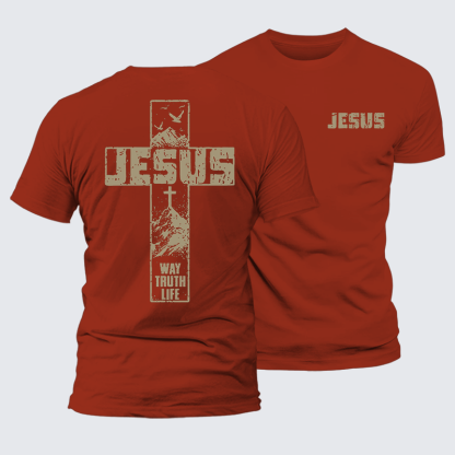 The Way, The Truth, The Life  Jesus God Christian Premium Mercerized Cotton Tee