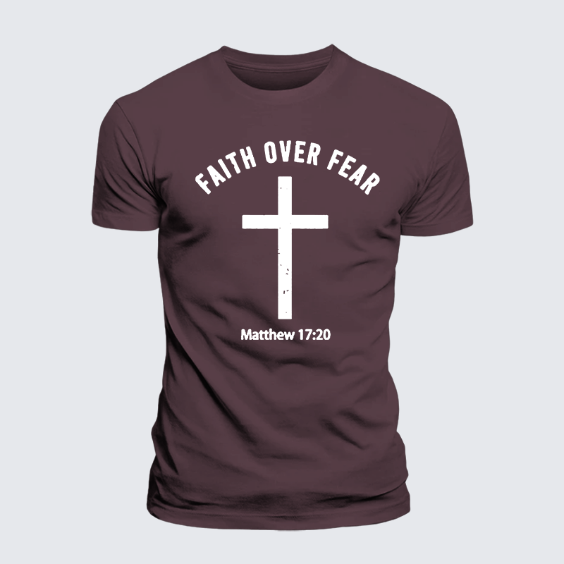 Faith Over Fear Jesus God Christian Premium Mercerized Cotton Tee