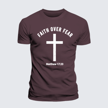 Faith Over Fear Jesus God Christian Premium Mercerized Cotton Tee