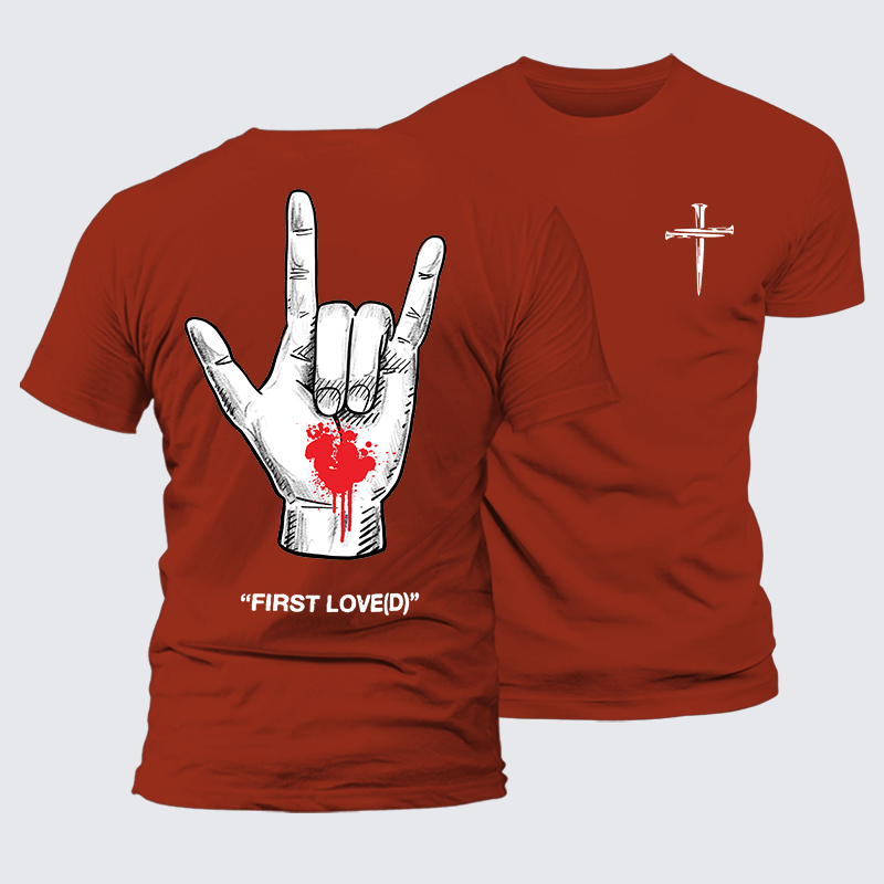 First Loved Jesus God Christian Premium Mercerized Cotton Tee