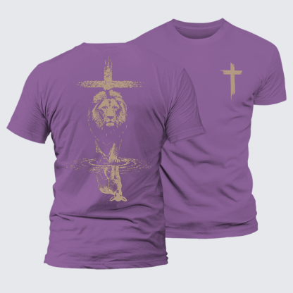 Power And Peace Faith Cross Jesus God Christian Premium Mercerized Cotton Tee