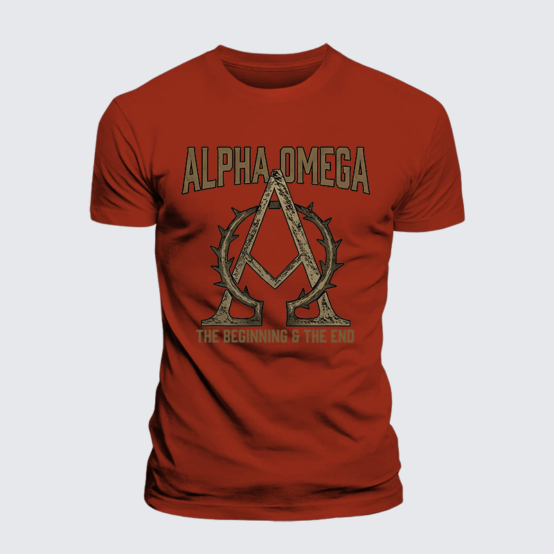 Alpha and Omega Jesus God Christian Premium Mercerized Cotton Tee