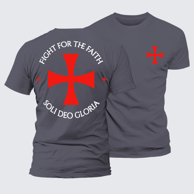 Fight for the Faith – Templar Cross Crusader Knight  Jesus God Christian Premium Mercerized Cotton Tee