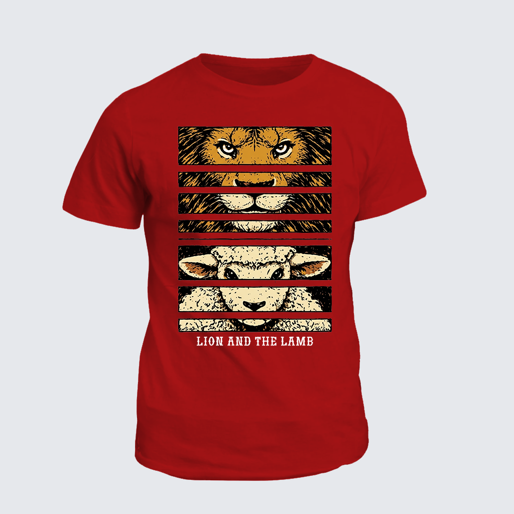 Lion And The Lamb Jesus God Christian Cotton T-Shirt