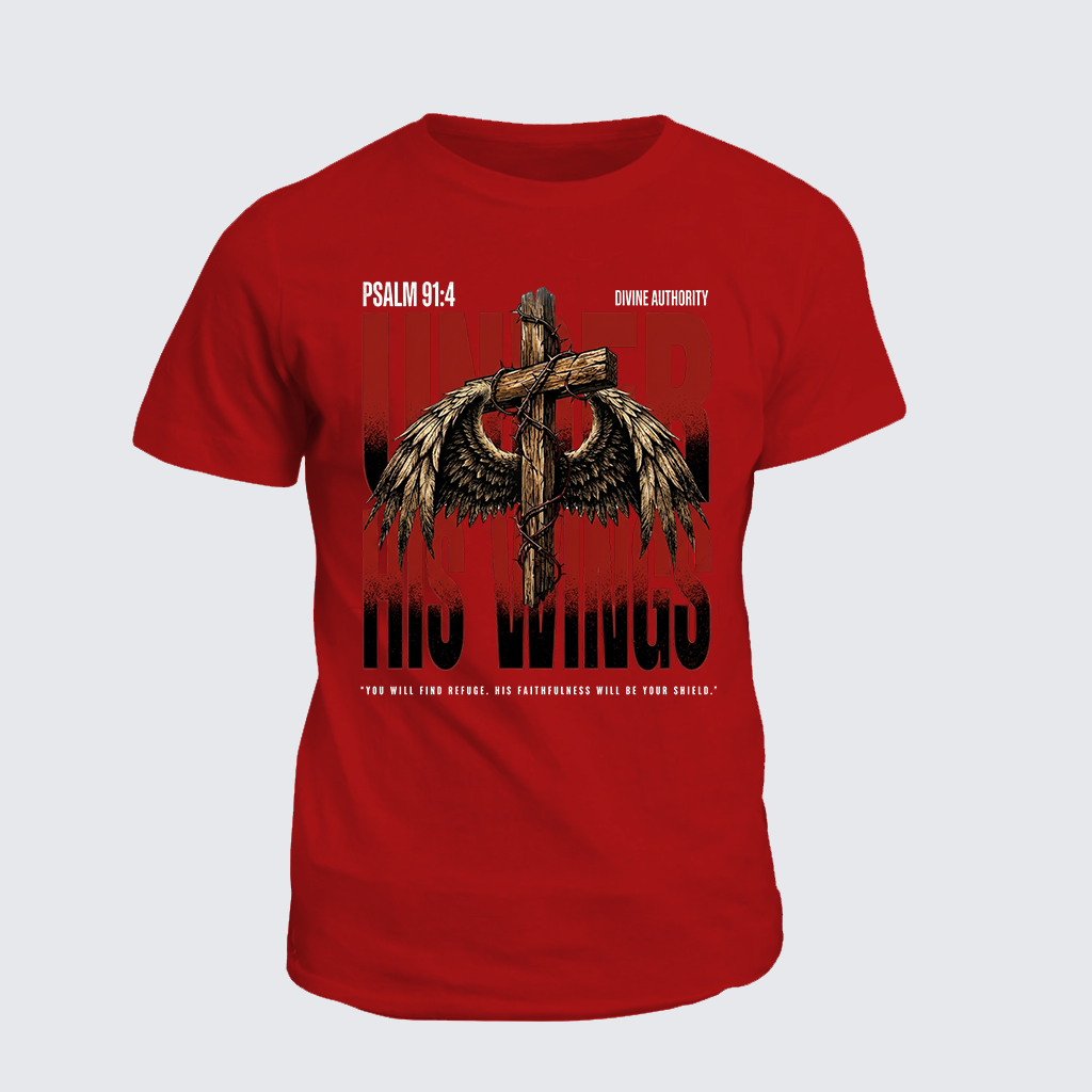 His Wings Jesus God Christian Cotton T-Shirt