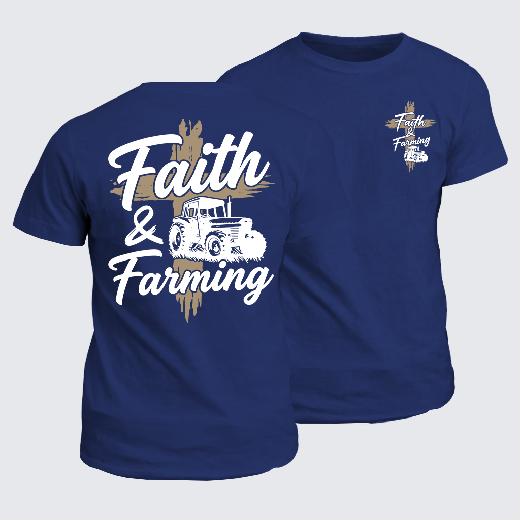 Faith & Farming Jesus God Christian Cotton T-Shirt
