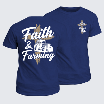 Faith & Farming Jesus God Christian Cotton T-Shirt