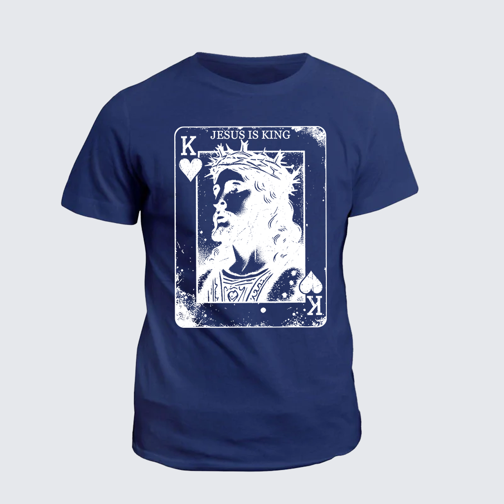 Jesus Is King Card Jesus God Christian Cotton T-Shirt