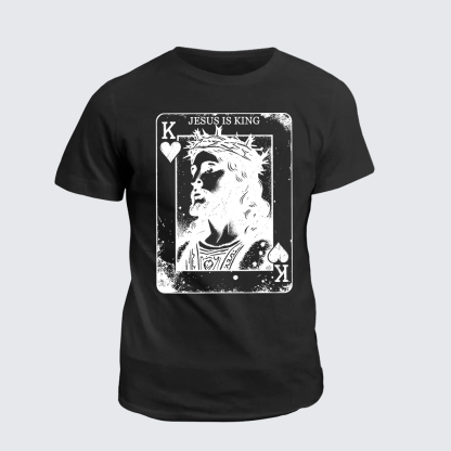 Jesus Is King Card Jesus God Christian Cotton T-Shirt